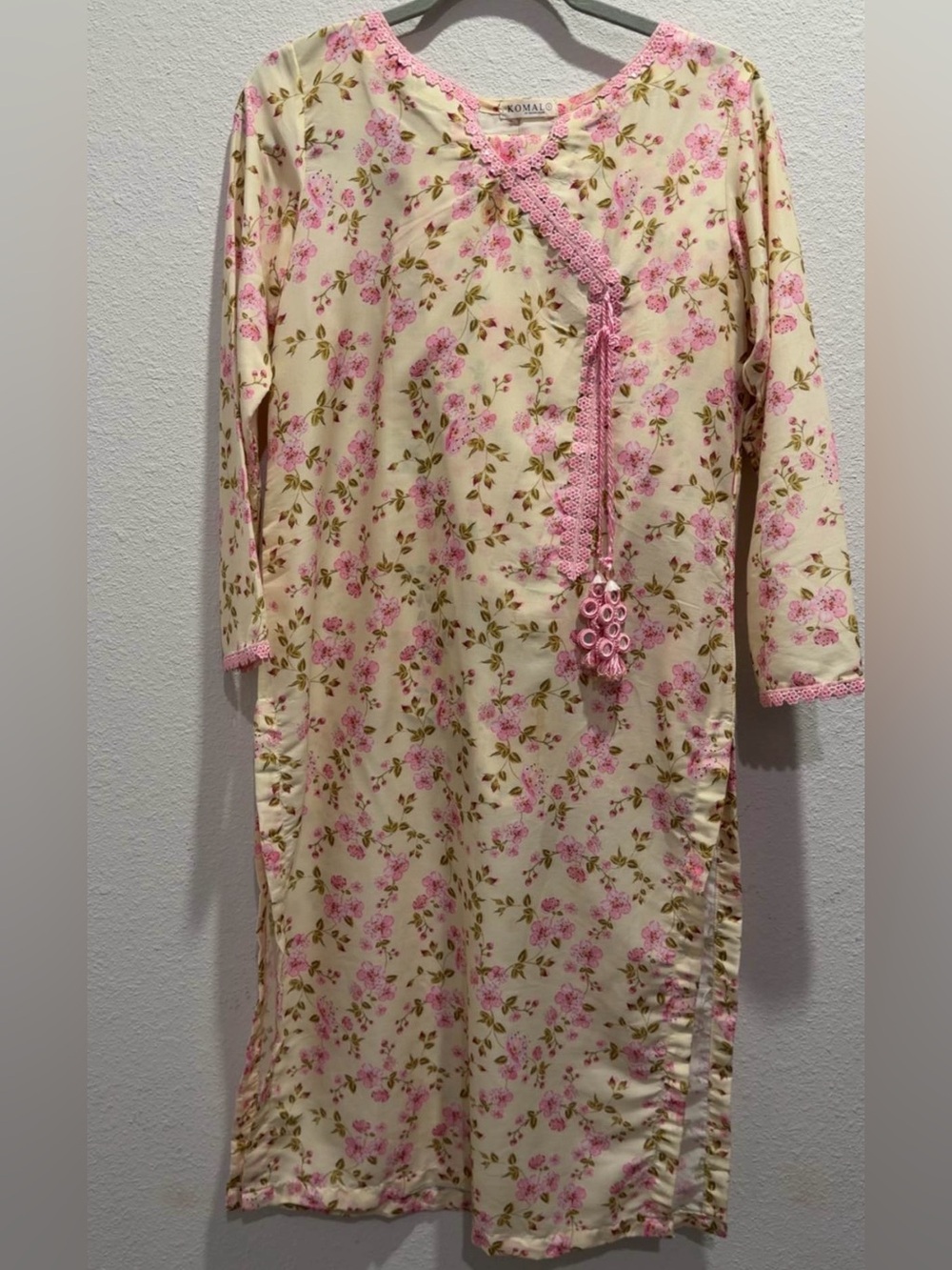 Beautiful floral 3-pcs dress with sharara style shirt